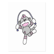 Sock Monkey Jumping Rope Tshirts and Gifts Post Cards