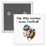 Sock Monkey Loves Football Tshirts and Gifts Pinback Buttons