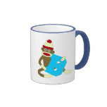 Sock Monkey Monogram Boy B Mugs