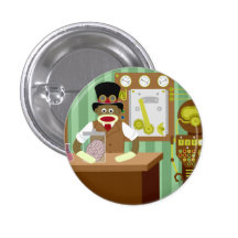 Sock Monkey Steampunk Scientist Buttons