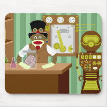 Sock Monkey Steampunk Scientist Mousepads