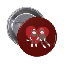 Sock Monkeys in Love Hearts Valentine's Day Gifts Pins