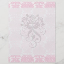 soft pink and white flourish damask pattern flyer design