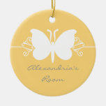 Soft Yellow Butterfly Swirls Door Hanger Ornament