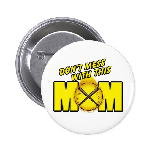 Softball Mum Pinback Buttons