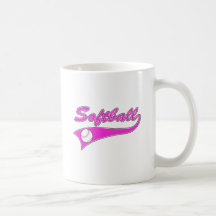 softball script text logo pink coffee mug