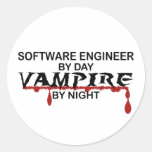 Software Engineer Vampire by Night Sticker