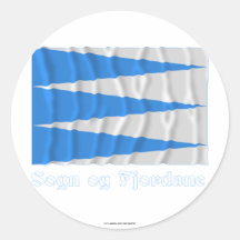 Sogn og Fjordane waving flag with name Round Stickers