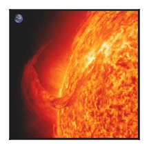 Solar Flare Sun & Earth Astronomy Photo Canvas Gallery Wrap Canvas