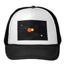 Solar system with a binary star and four planets mesh hats