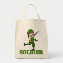 Soldier Stick Figure Tote Bag