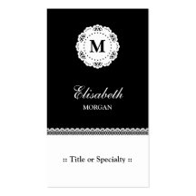 Solemn Black Lace Monogram Business Card