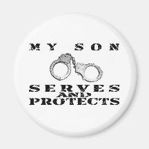 Son Serves Protects - Cuffs Refrigerator Magnet