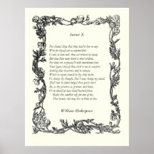Sonnet # 10 by William Shakespeare Poster