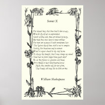 Sonnet # 10 by William Shakespeare Poster