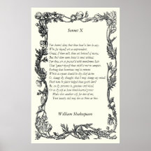 Sonnet # 10 by William Shakespeare Poster