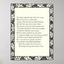 Sonnet # 10 by William Shakespeare Poster