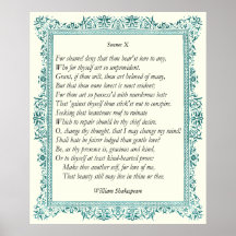Sonnet # 10 by William Shakespeare Poster