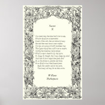 Sonnet # 10 by William Shakespeare Poster