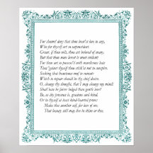 Sonnet # 10 by William Shakespeare Poster