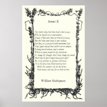 Sonnet # 10 by William Shakespeare Posters