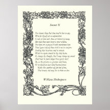 Sonnet # 10 by William Shakespeare Posters
