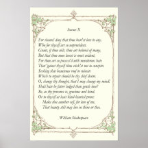 Sonnet # 10 by William Shakespeare Posters