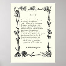 Sonnet # 10 by William Shakespeare Posters