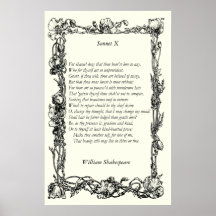 Sonnet # 10 by William Shakespeare Posters