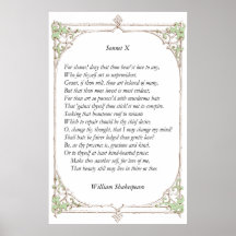 Sonnet # 10 by William Shakespeare Posters