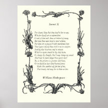 Sonnet # 10 by William Shakespeare Posters
