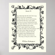 Sonnet # 10 by William Shakespeare Print
