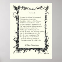 Sonnet # 10 by William Shakespeare Print
