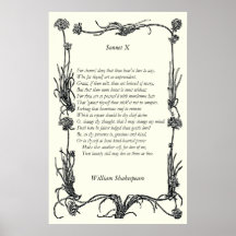 Sonnet # 10 by William Shakespeare Print