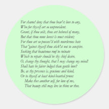 Sonnet # 10 by William Shakespeare Round Sticker