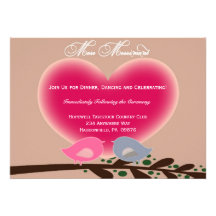 Sophisticated Love Birds Wedding Reception Card Custom Invitation