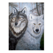 Soul Mates Wolves by Lori Karels Post Card