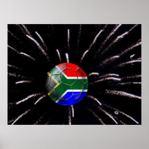 South Africa soccer ball flag fireworks poster