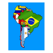South American flags of South America flag Map Post Cards