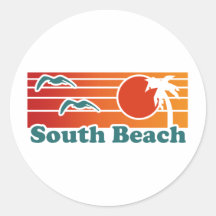 South Beach Round Stickers