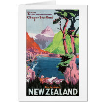 South Island New Zealand Travel Poster Greeting Card