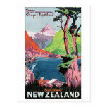 South Island New Zealand Travel Poster Postcard