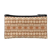 South Pacific Tribal Wood Carved Pattern Fashion Cosmetic Bag