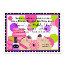 Spa Birthday  party Invitations