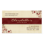 Spa Salon Business Card Floral Butterflies Red C