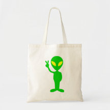 Space Alien Flashing the Peace Sign Bag