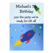 Space Rocket Birthday Invitation