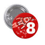 Space rocket red boys age button