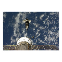 Space Shuttle Endeavour and a Soyuz spacecraft Art Photo