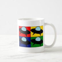 Spaceship Pop Art Coffee Mugs